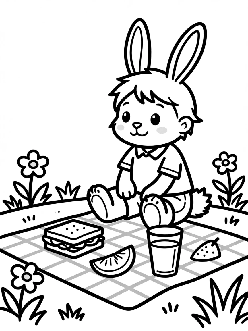 A rabbit at a picnic