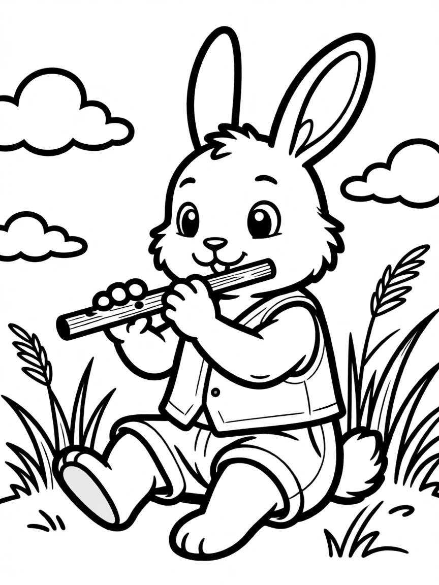 A rabbit playing a flute