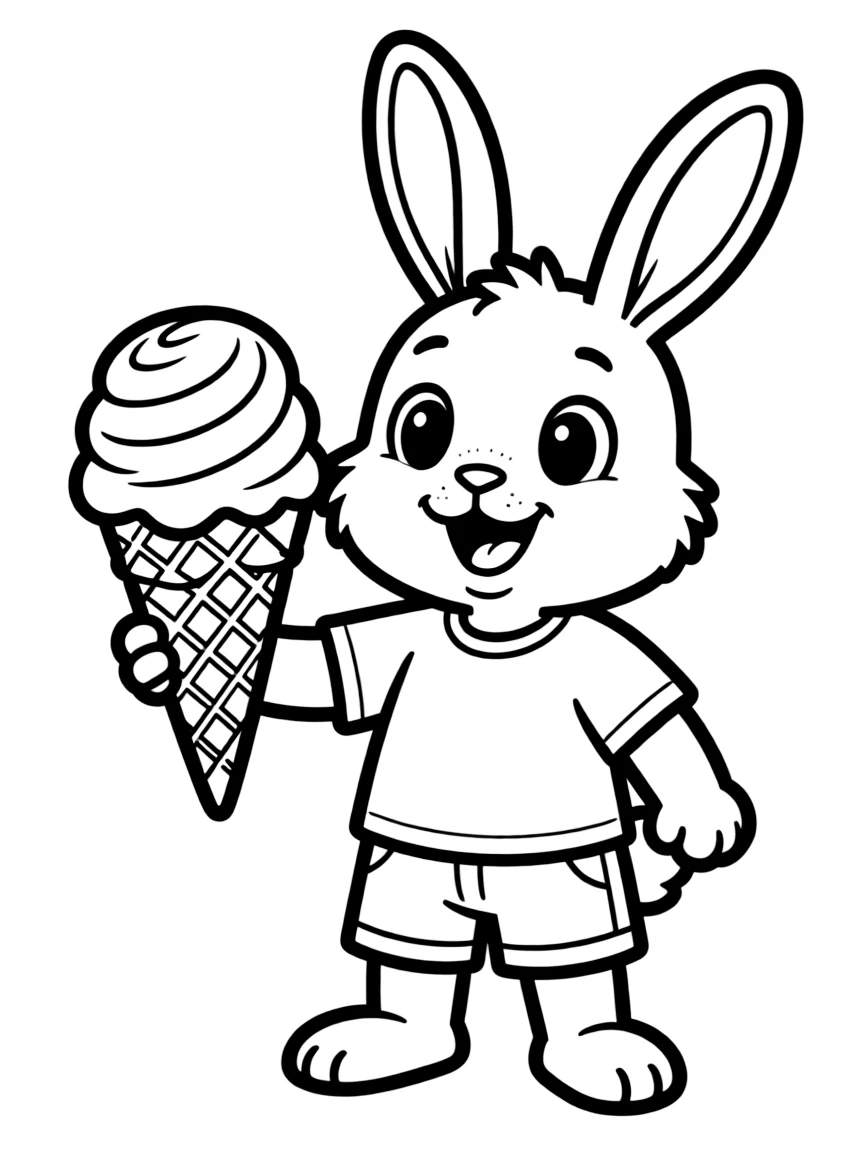 A rabbit with an ice cream cone