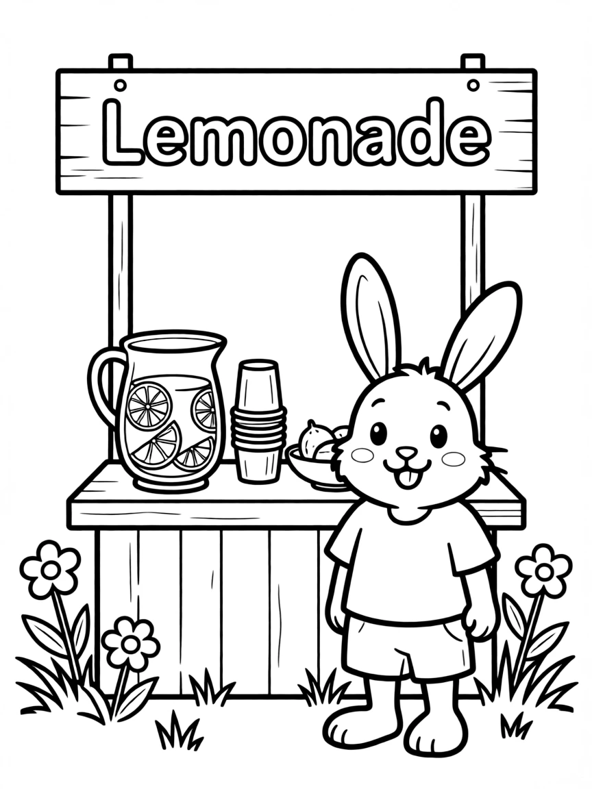 A bunny with a lemonade stand