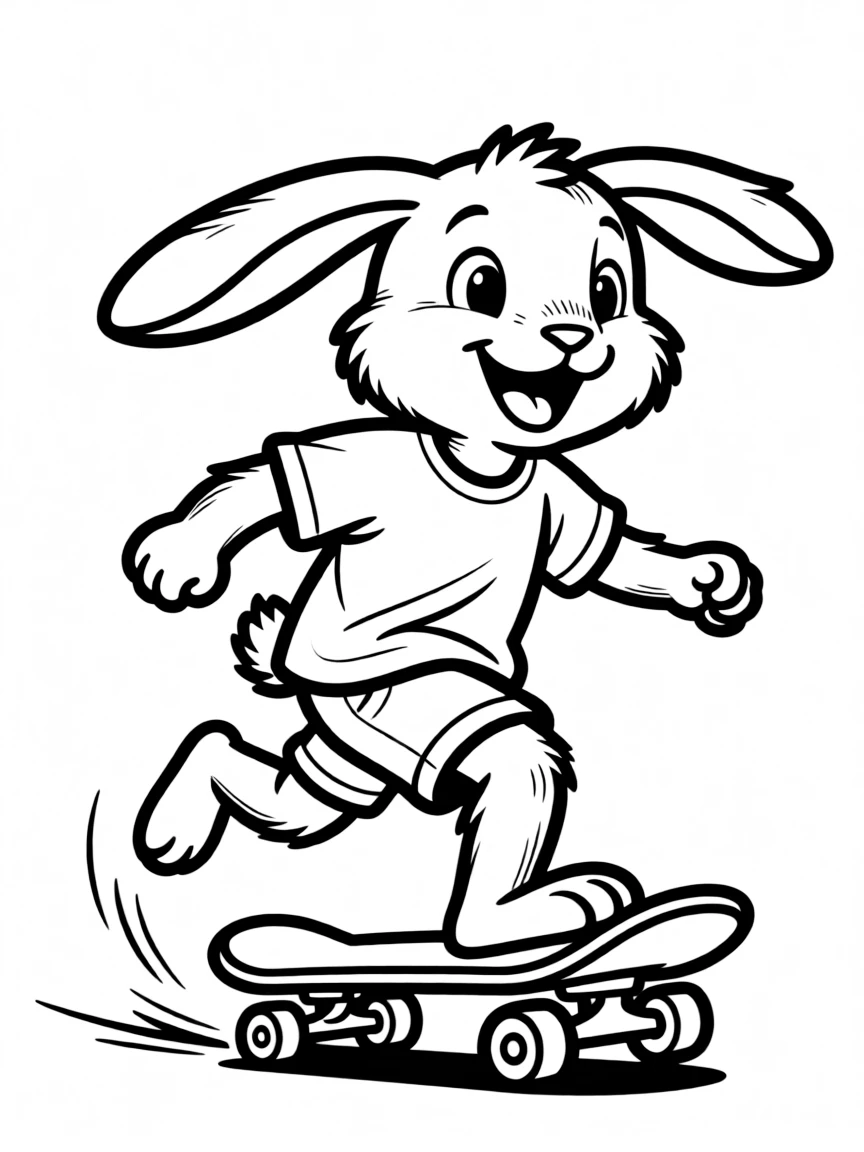 A rabbit riding a skateboard