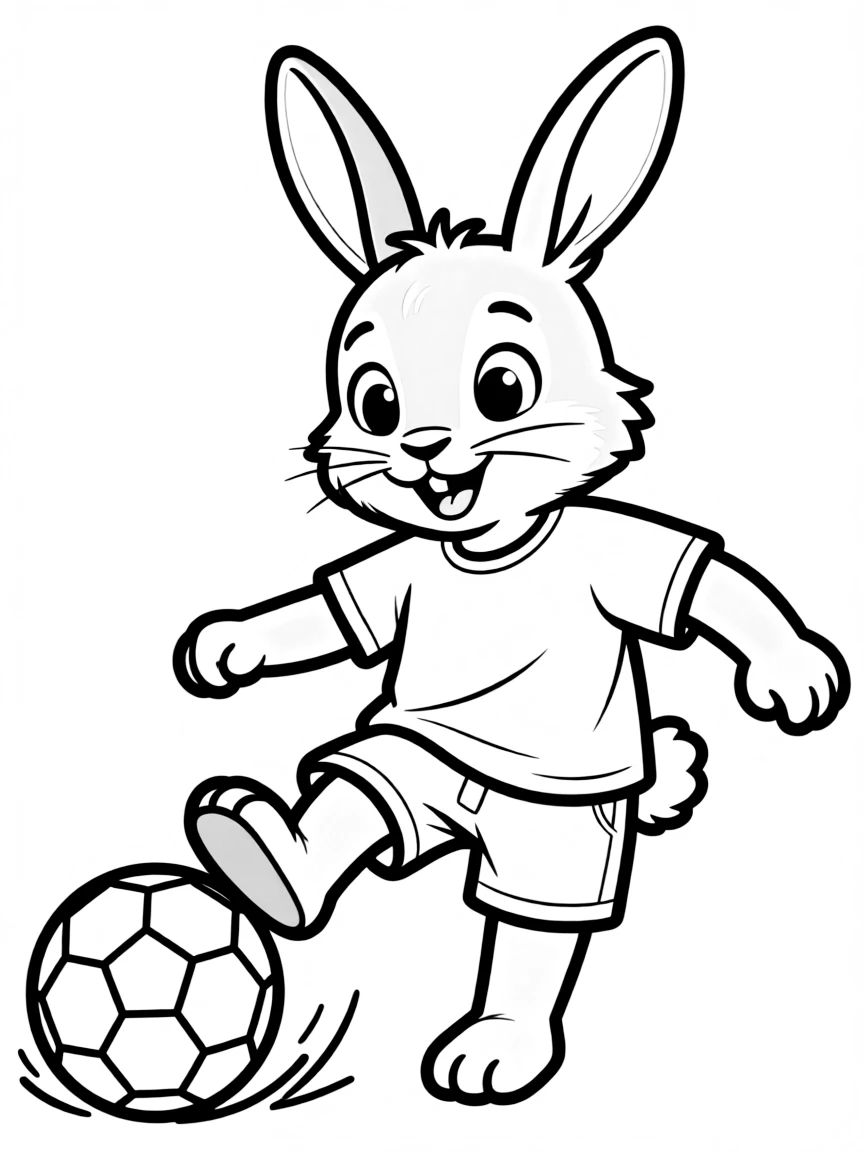 A rabbit playing soccer