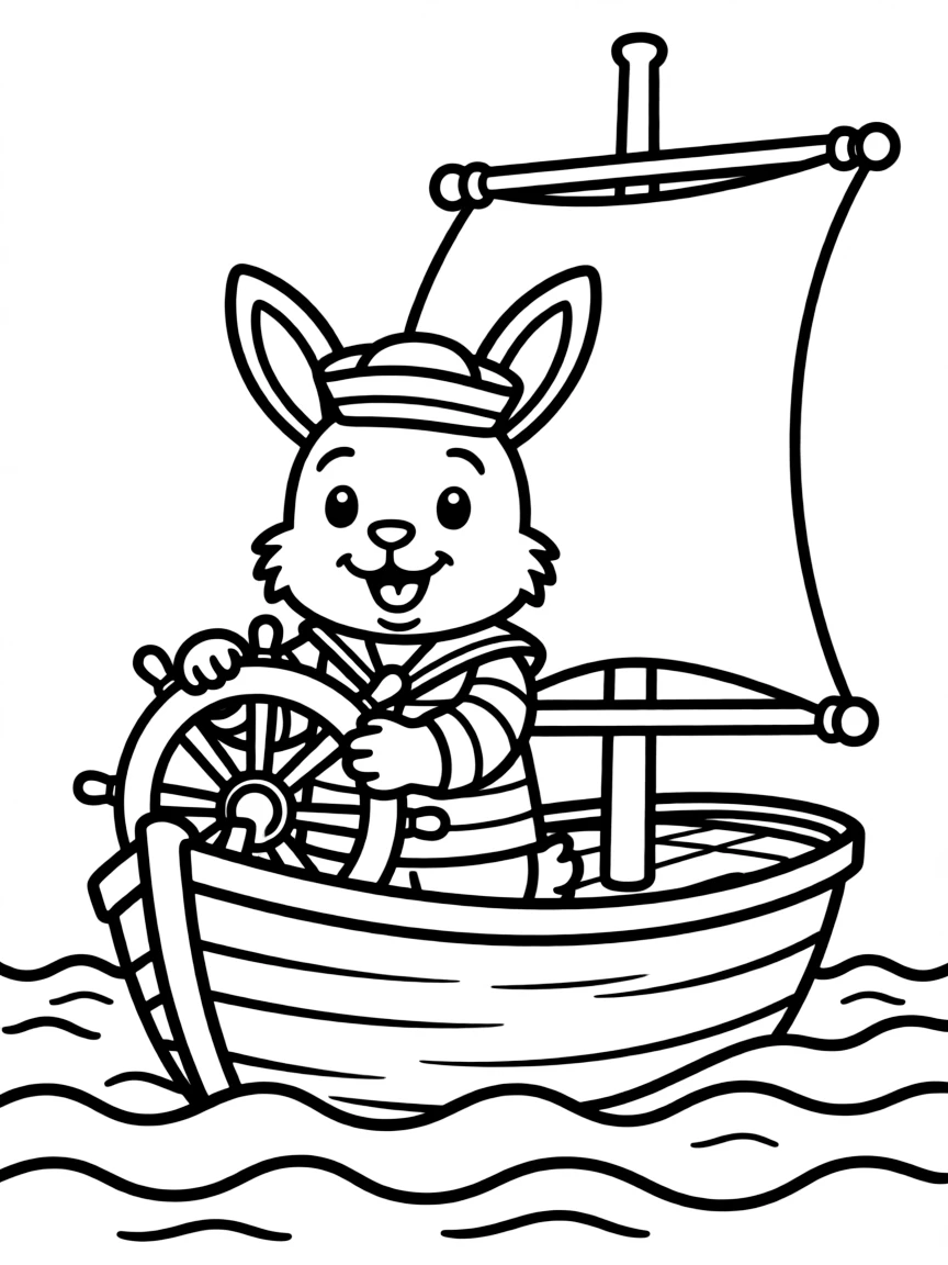A rabbit sailor on a ship