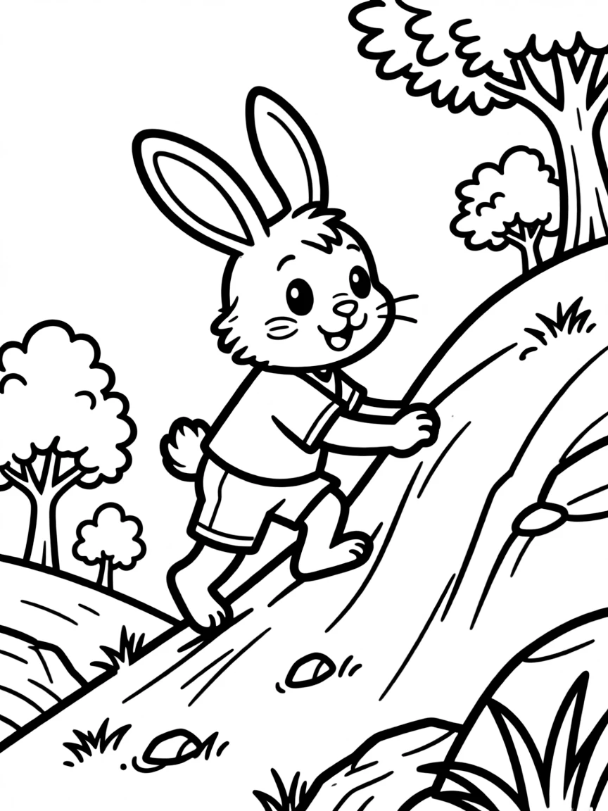 A rabbit climbing a mountain