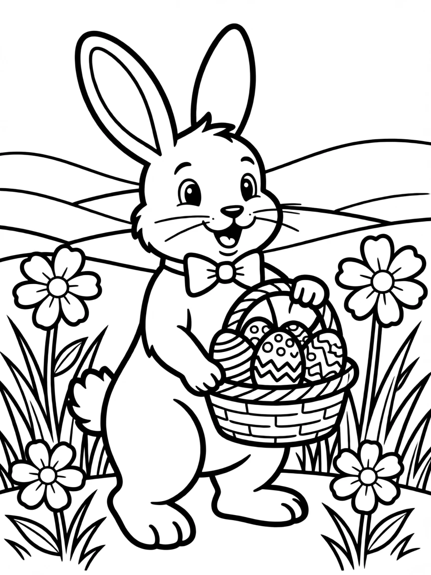 A rabbit collecting Easter eggs