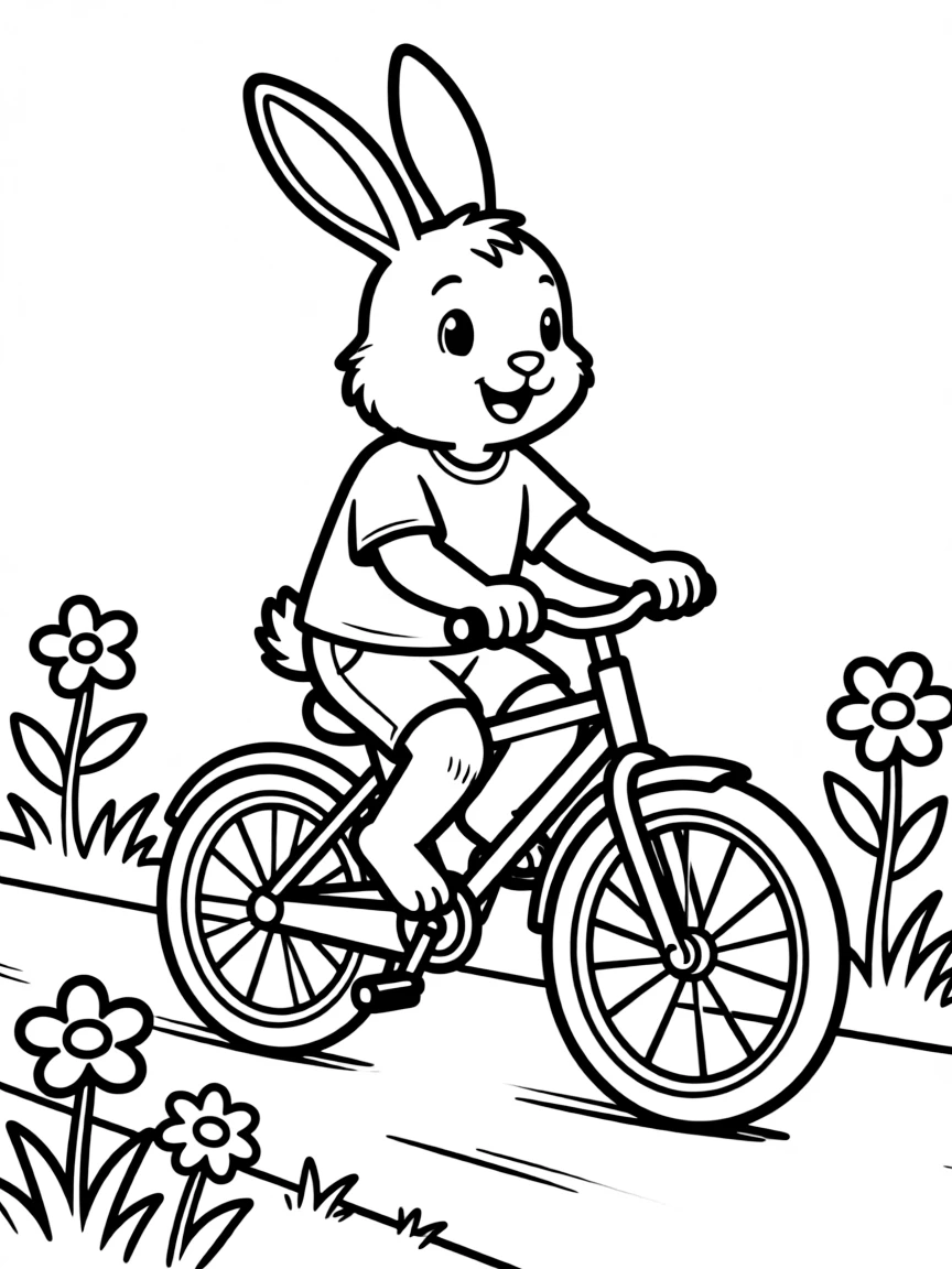 A rabbit on a bicycle