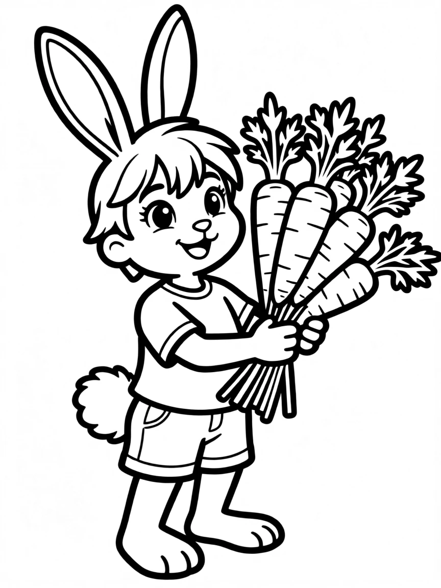 A rabbit with a bouquet of carrots