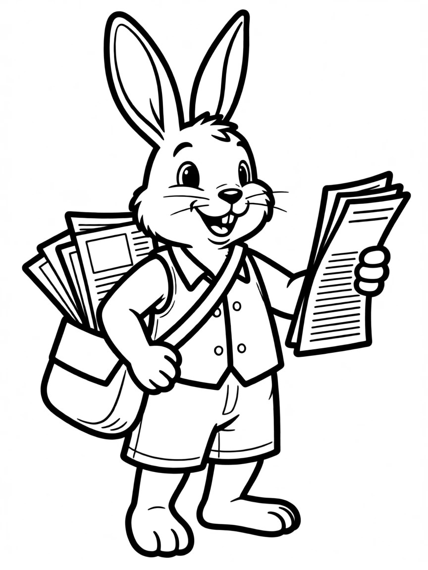 A rabbit delivering newspapers