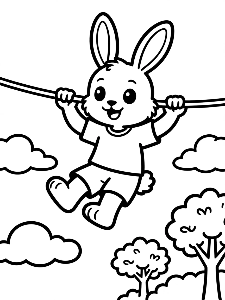 A rabbit on a zip line
