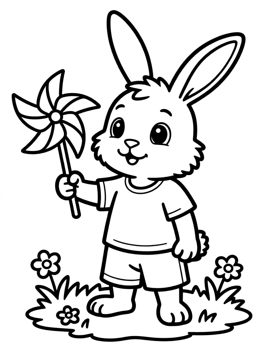 A rabbit with a pinwheel