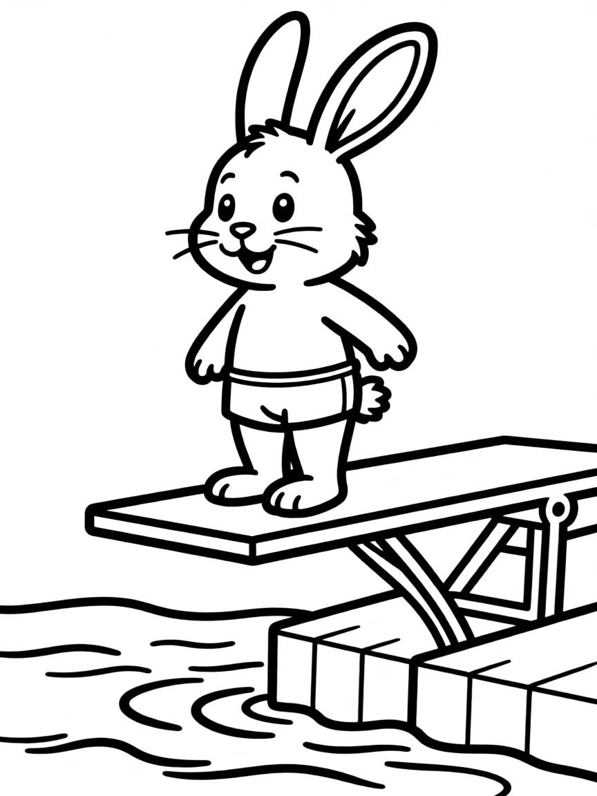 A rabbit on a diving board