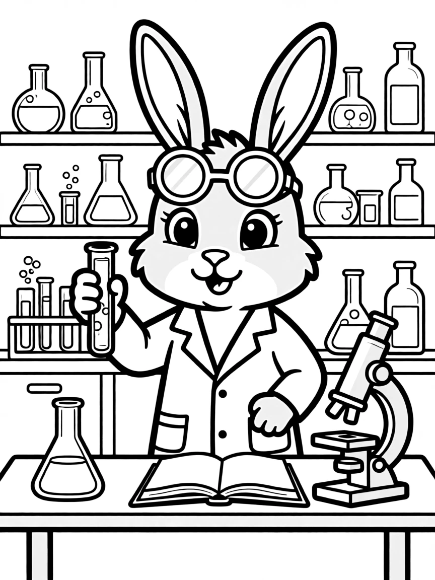 A rabbit in a science lab