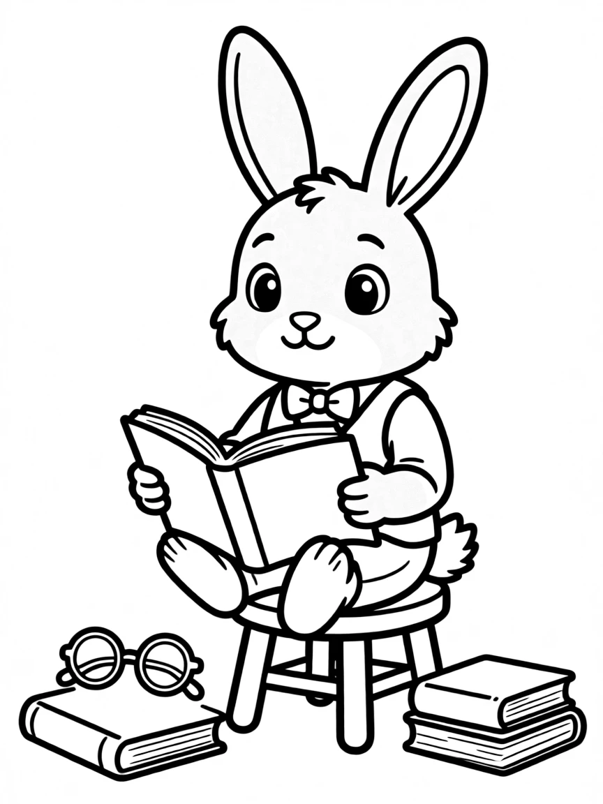 A rabbit storyteller with a book
