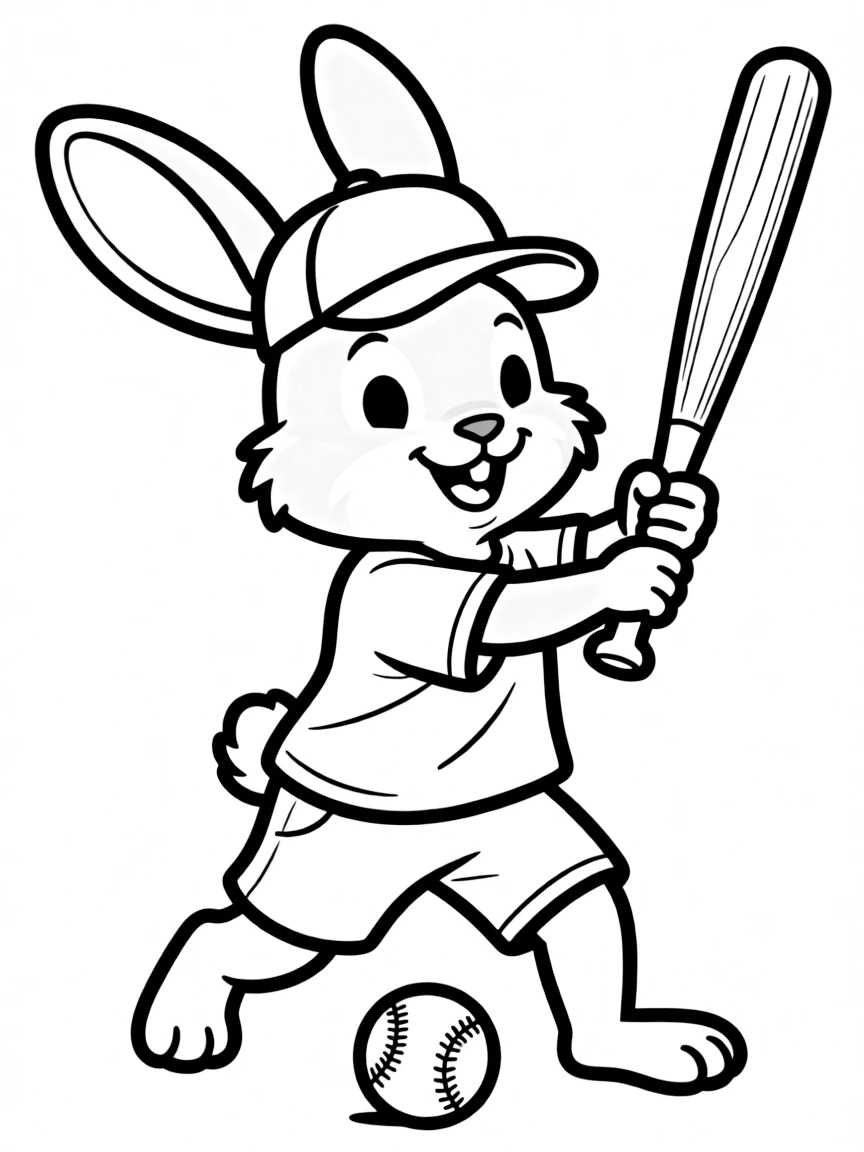A rabbit playing baseball