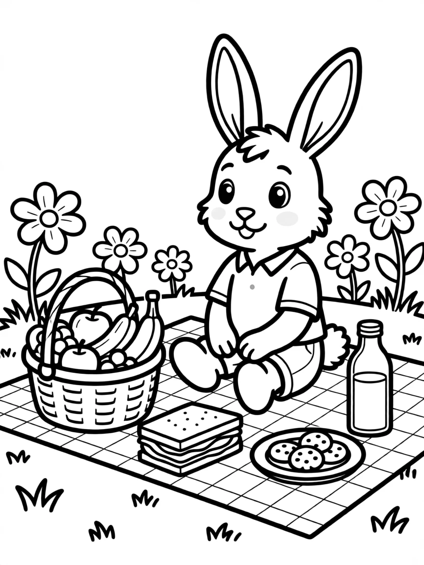 A rabbit having a picnic