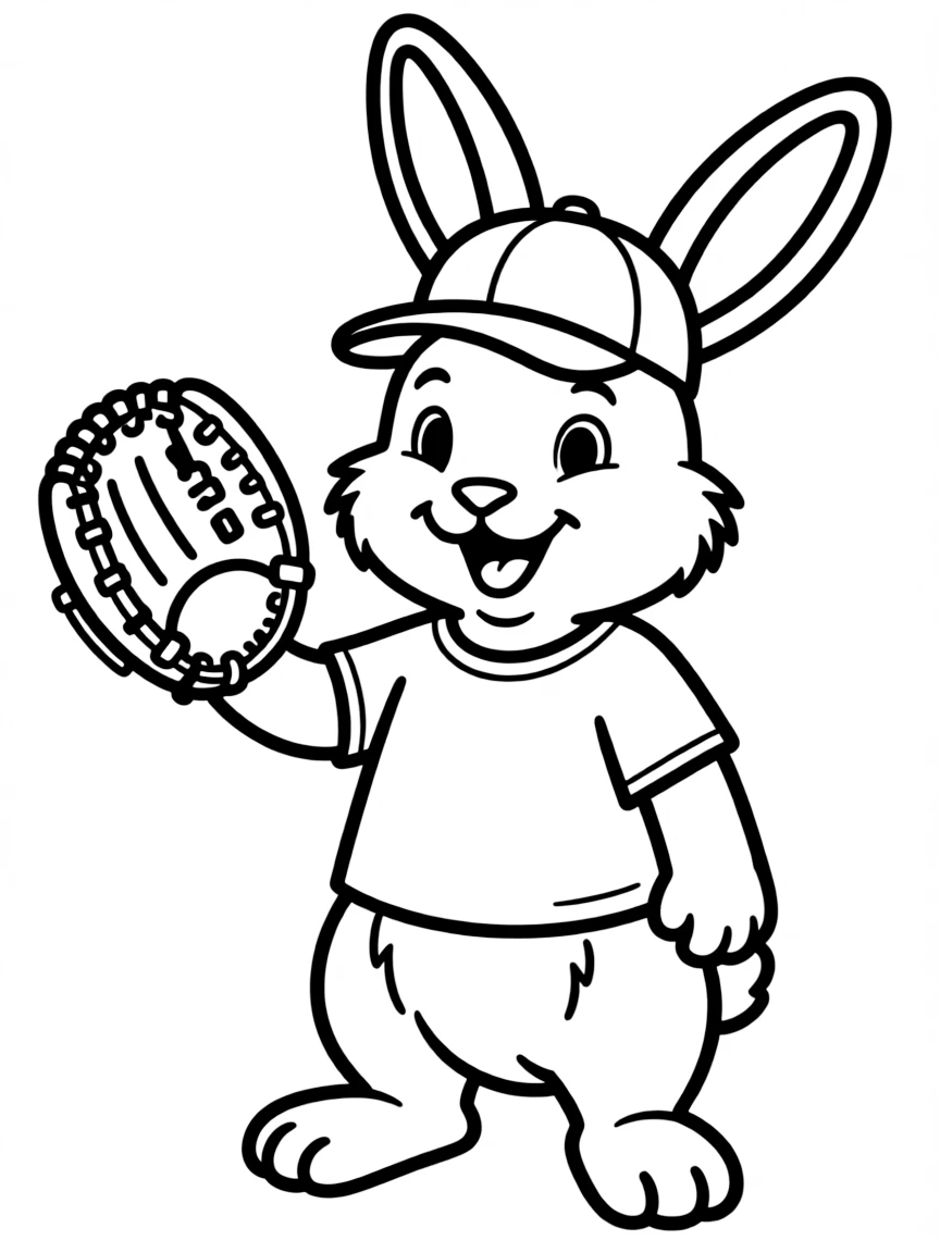 A rabbit with a baseball mitt