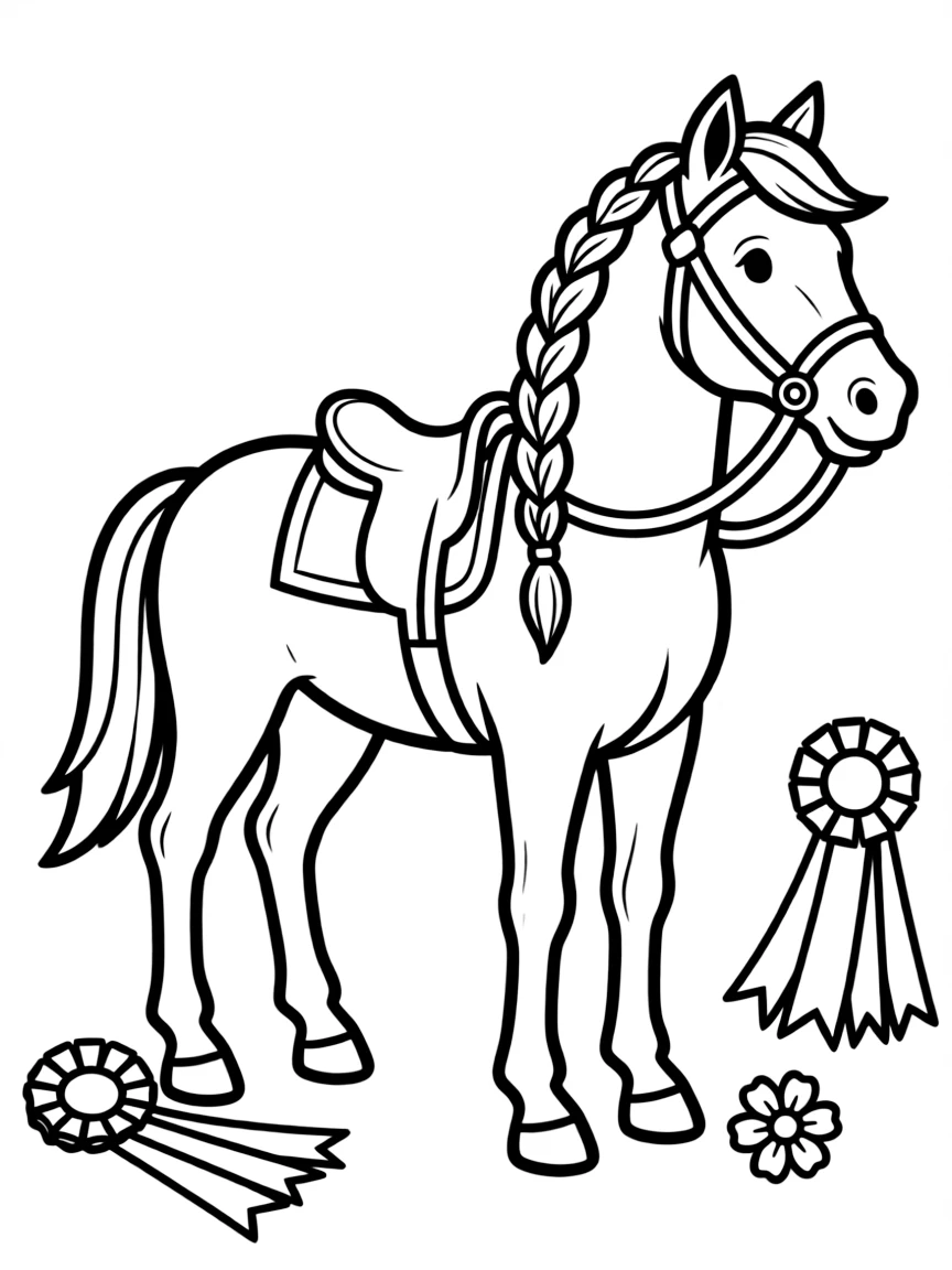 A horse with braided mane for a show