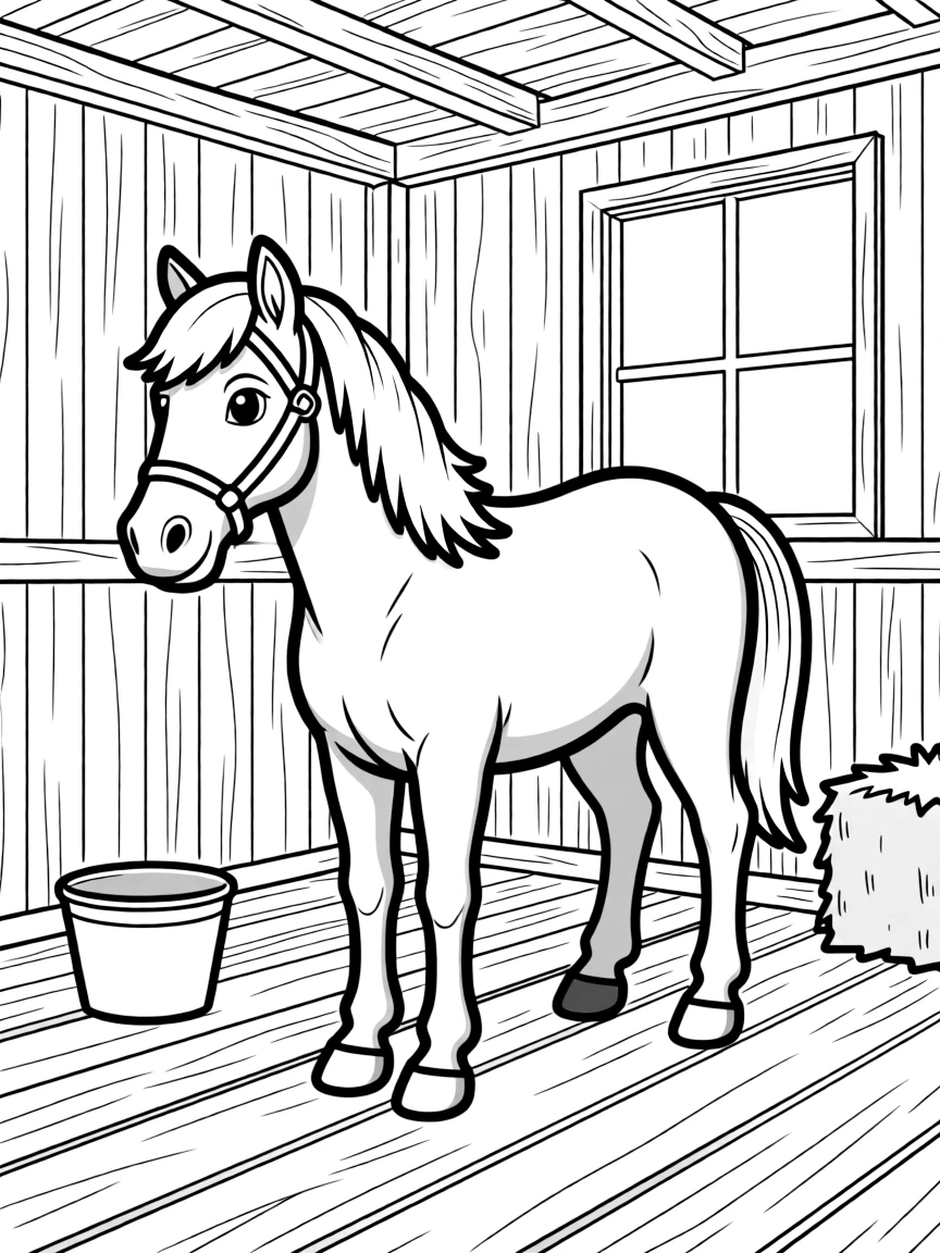 A horse standing in a stable