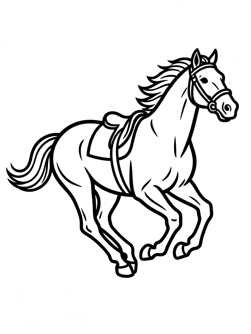 A Thoroughbred in racing position