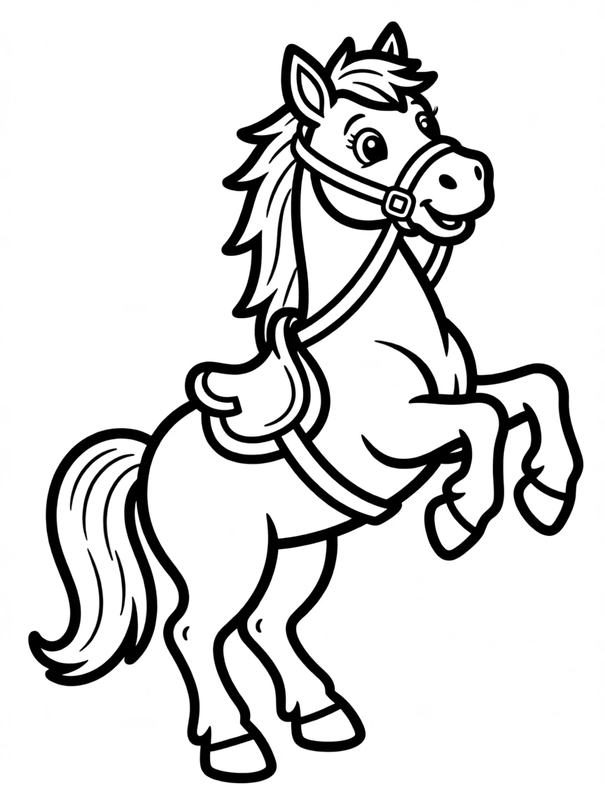 A horse rearing up on hind legs