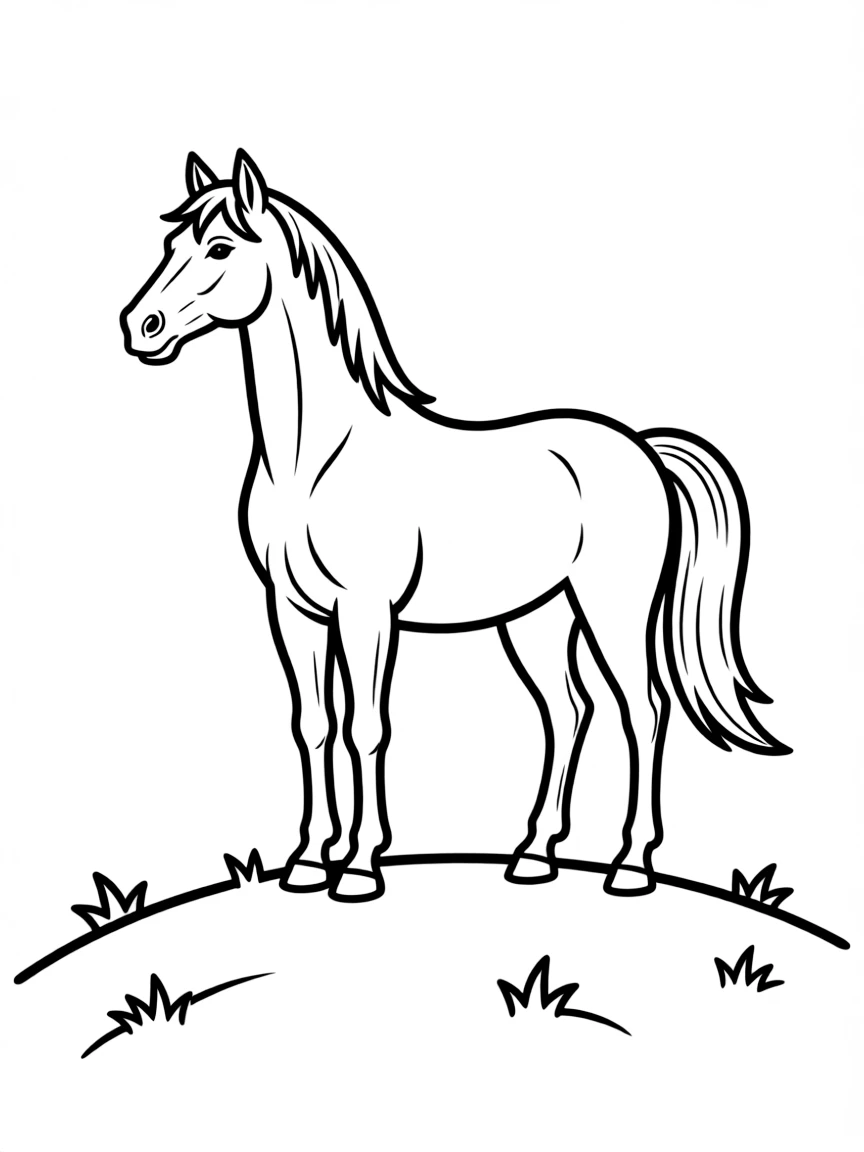 A horse standing proud on a hilltop