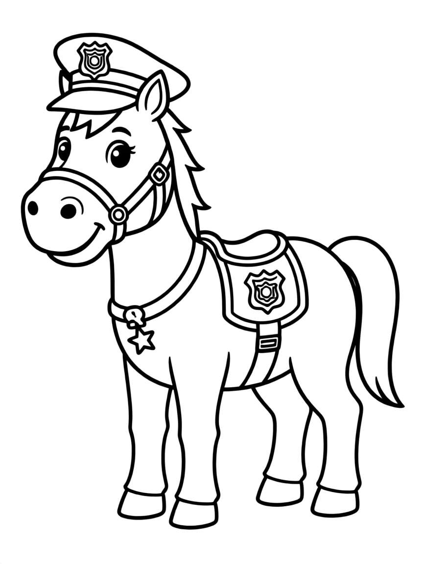 A police horse in uniform