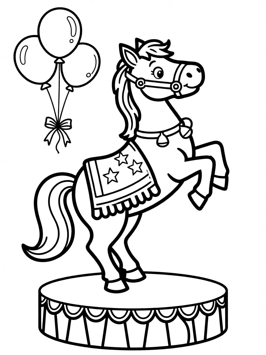 A circus horse performing