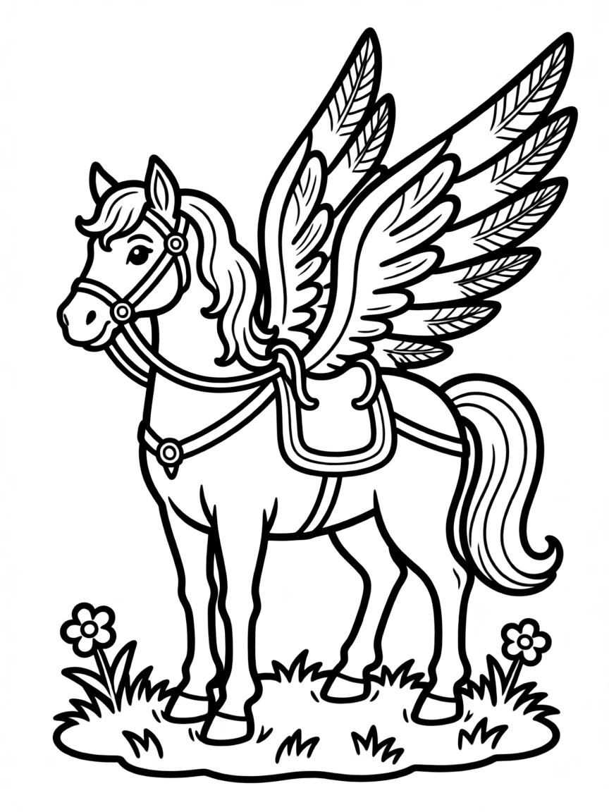 A fairy tale horse with wings