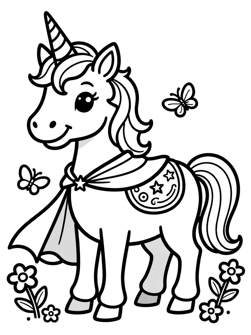 A horse dressed as a unicorn