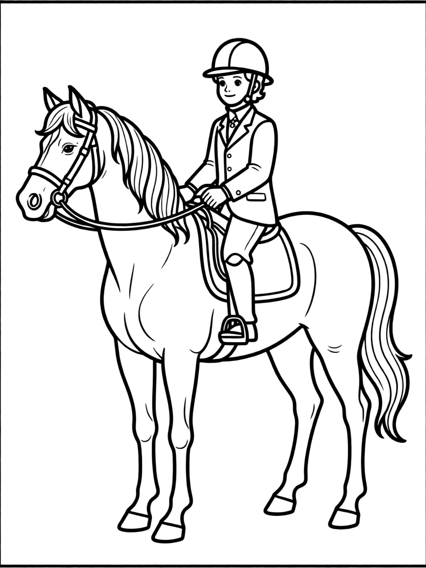 A horse with a rider in formal attire