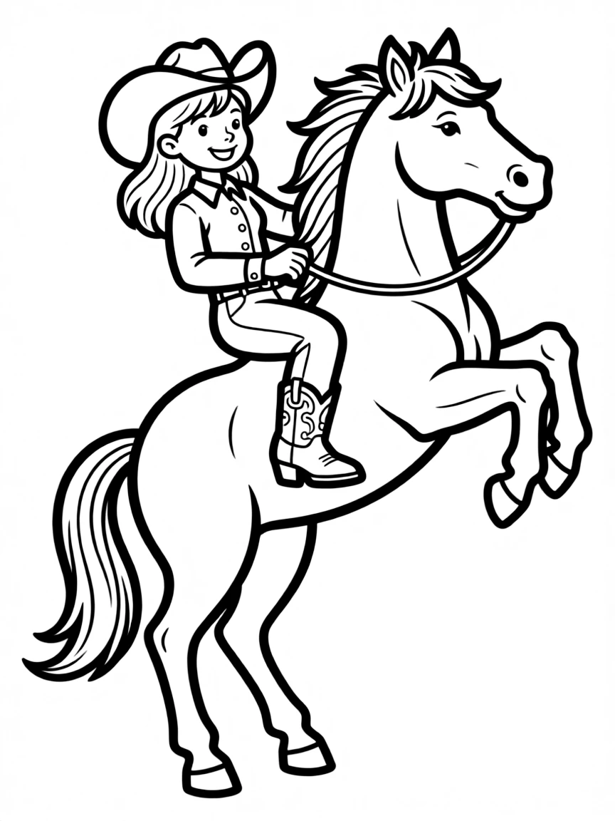 A cowgirl performing tricks on horseback