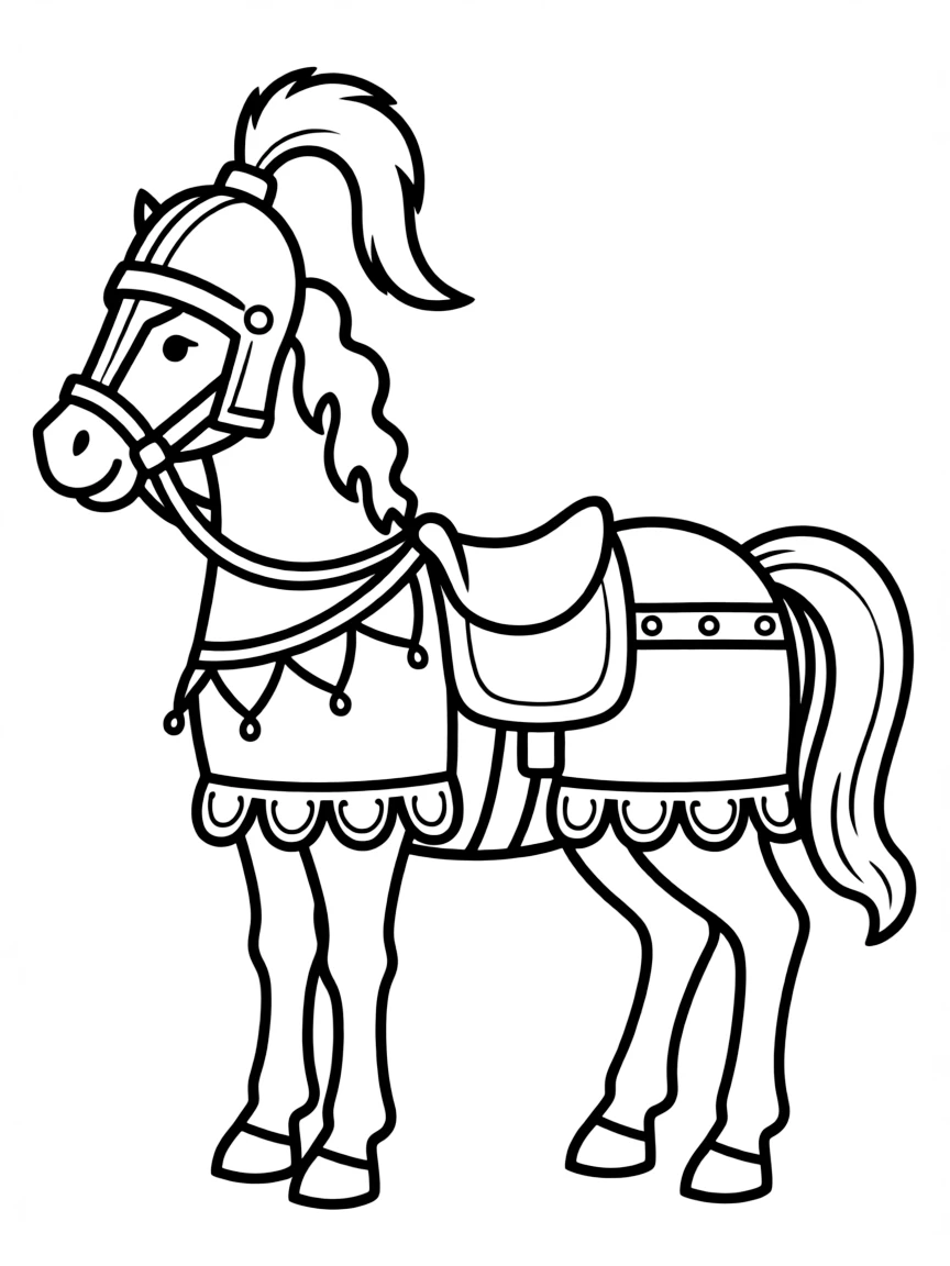 A jousting horse with medieval decoration