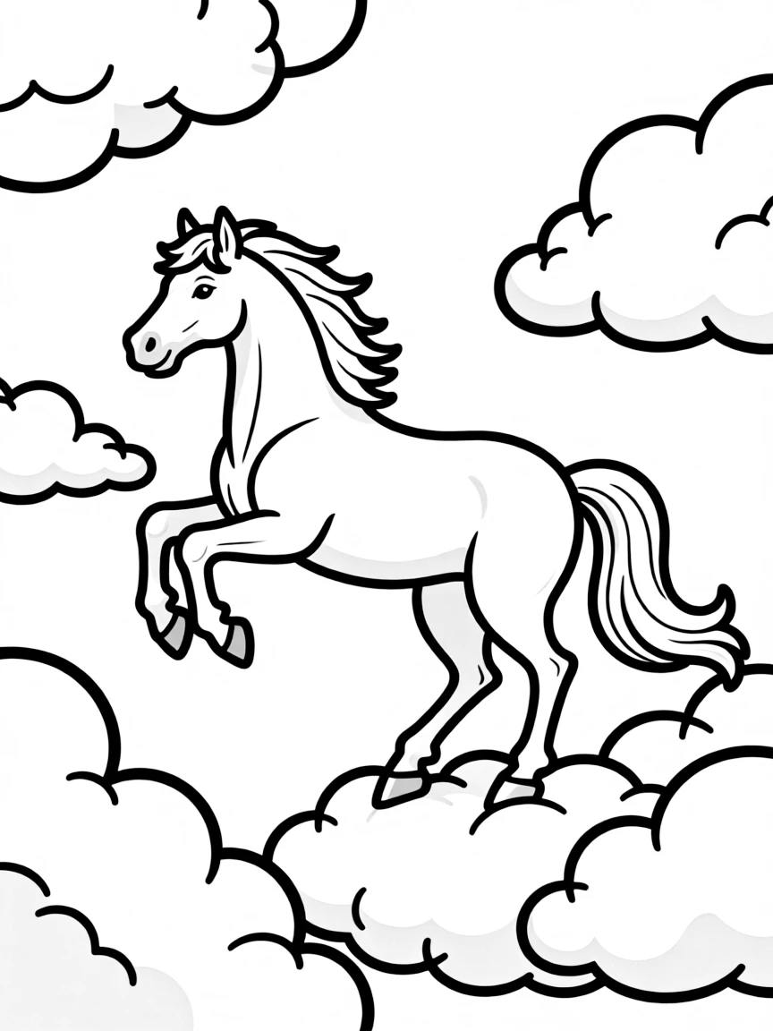 A horse riding through clouds
