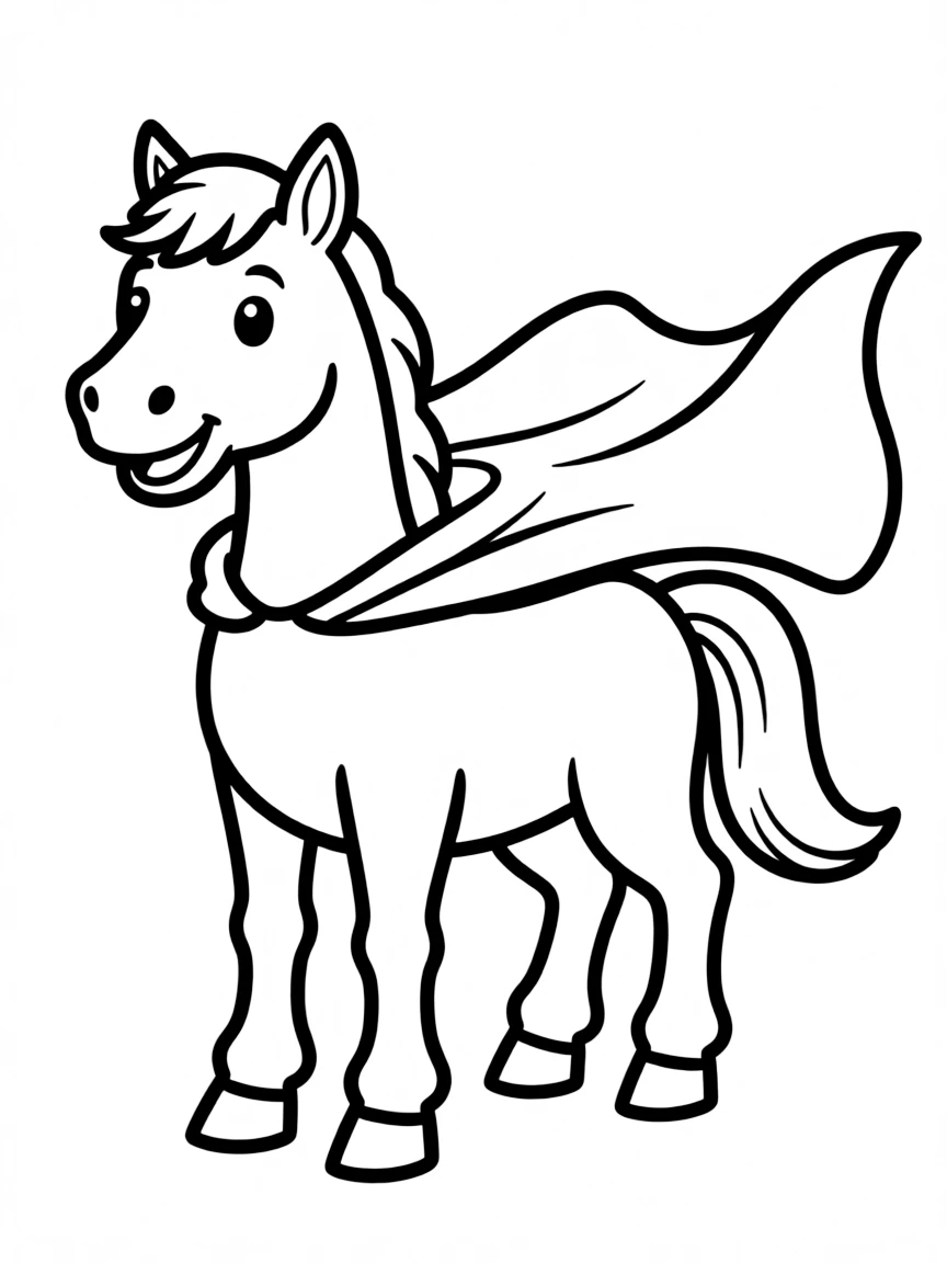 A horse wearing a superhero cape