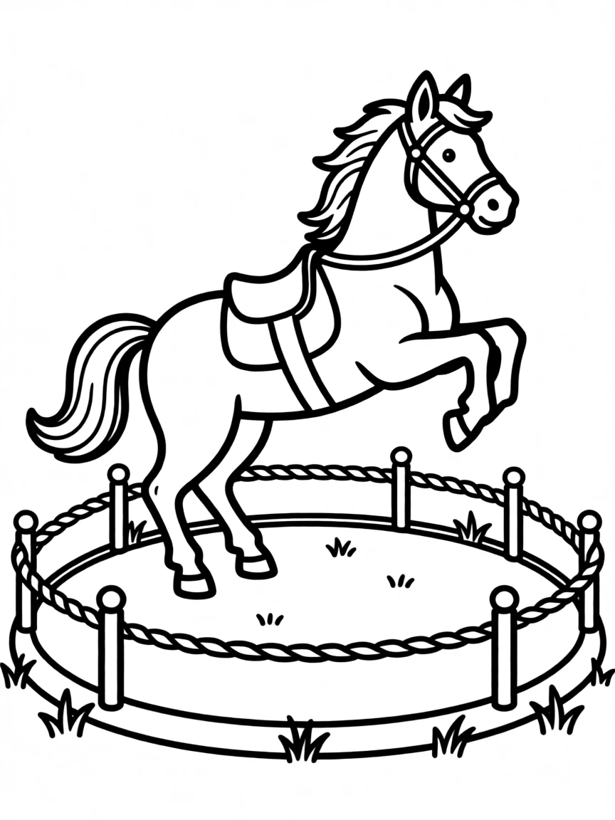 A horse prancing in a ring