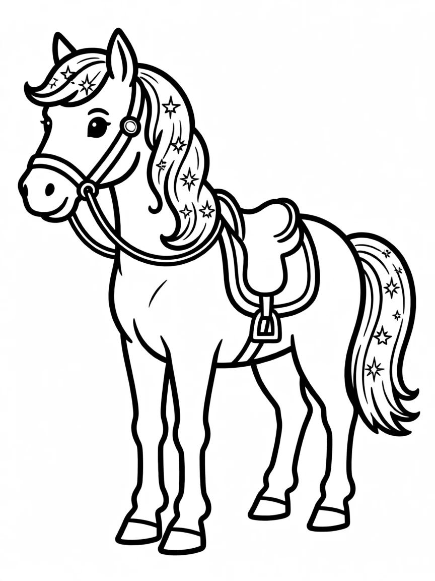 A horse with glitter in its mane