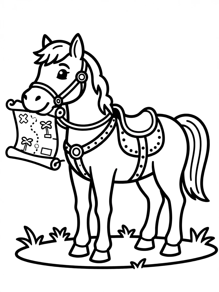 A horse with a treasure map