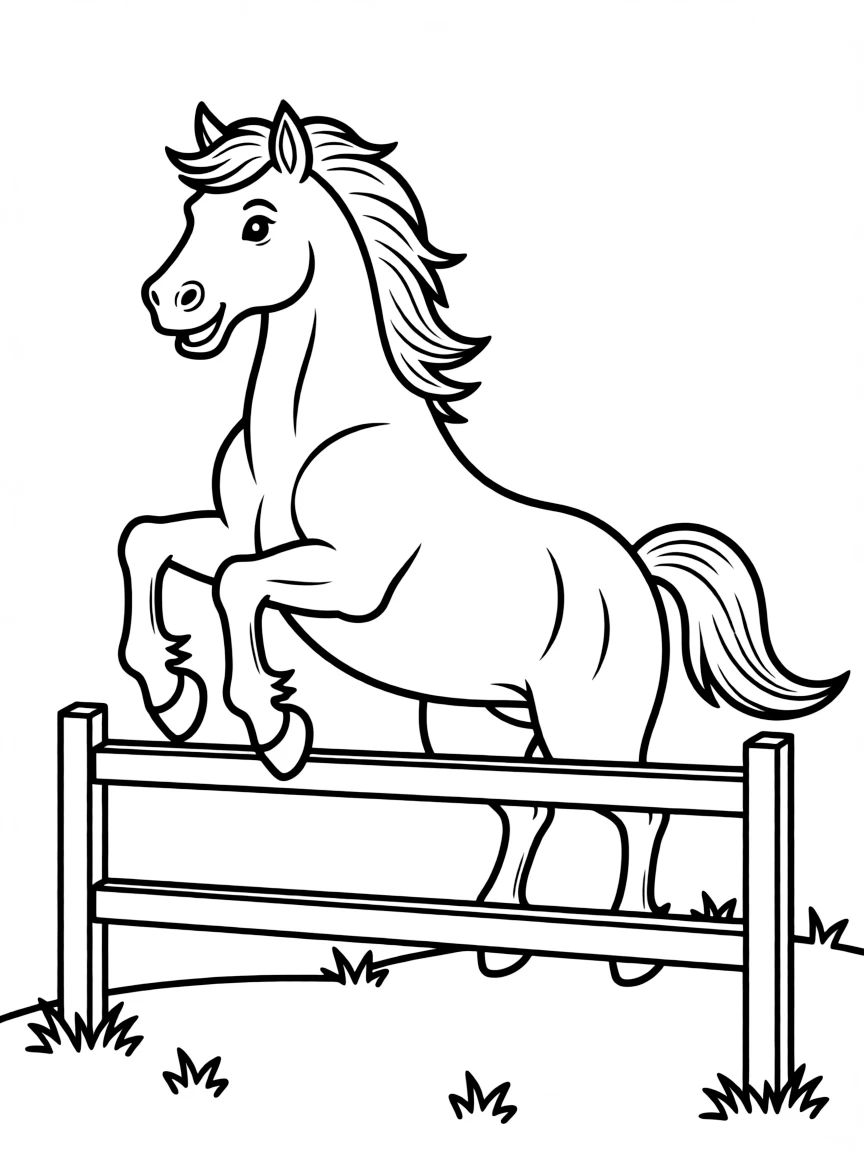 A horse showing off its jumping skills