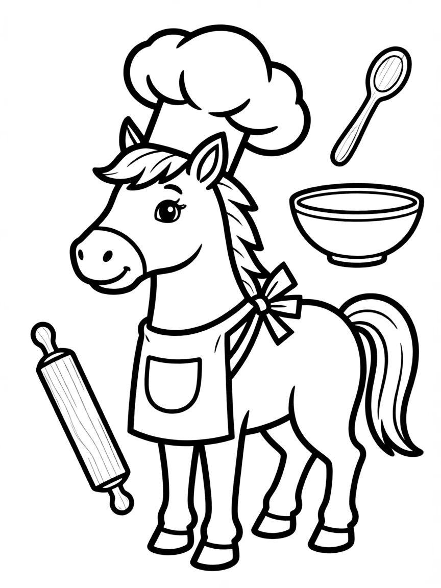 A horse in a chef's hat