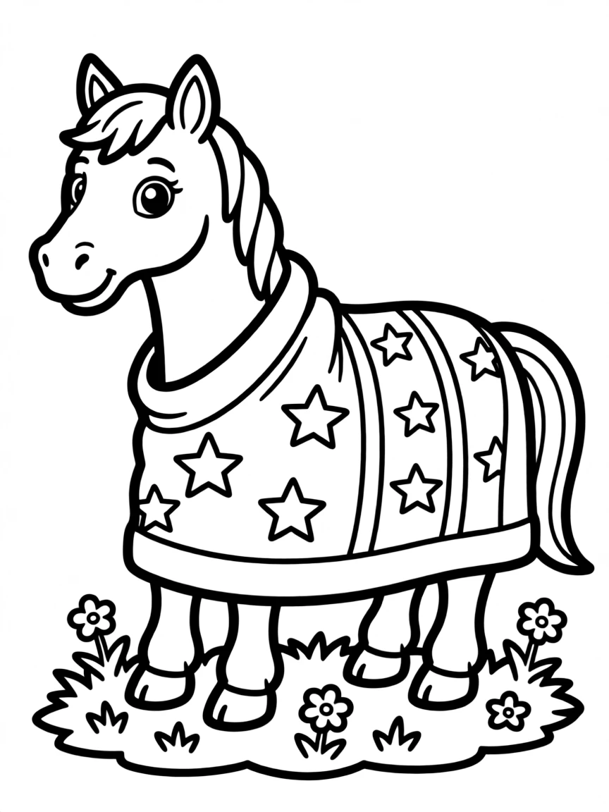 A horse wrapped in a blanket