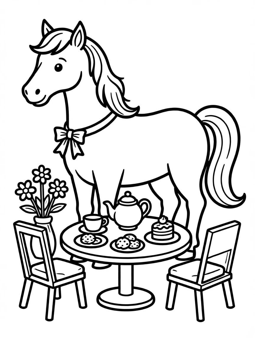 A horse at a tea party
