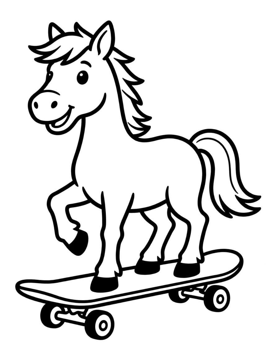 A horse on a skateboard