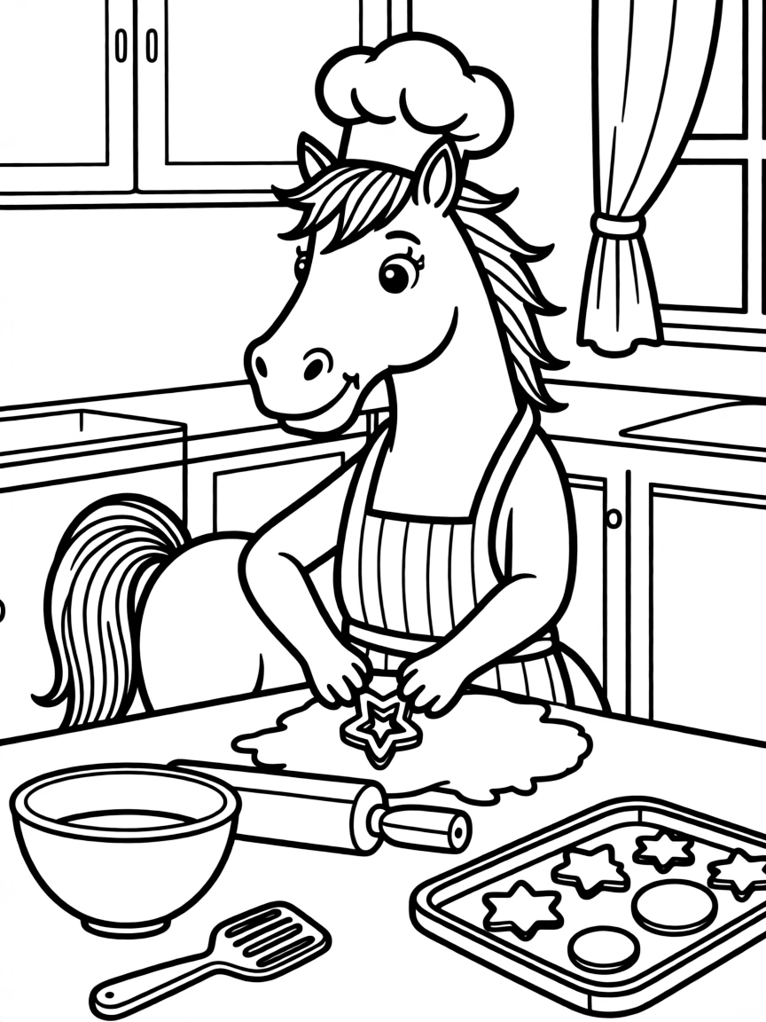 A horse baking cookies