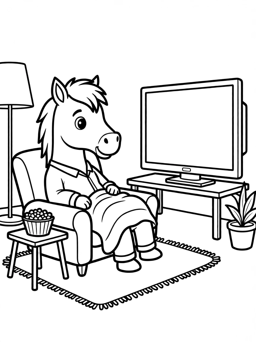 A horse watching a movie