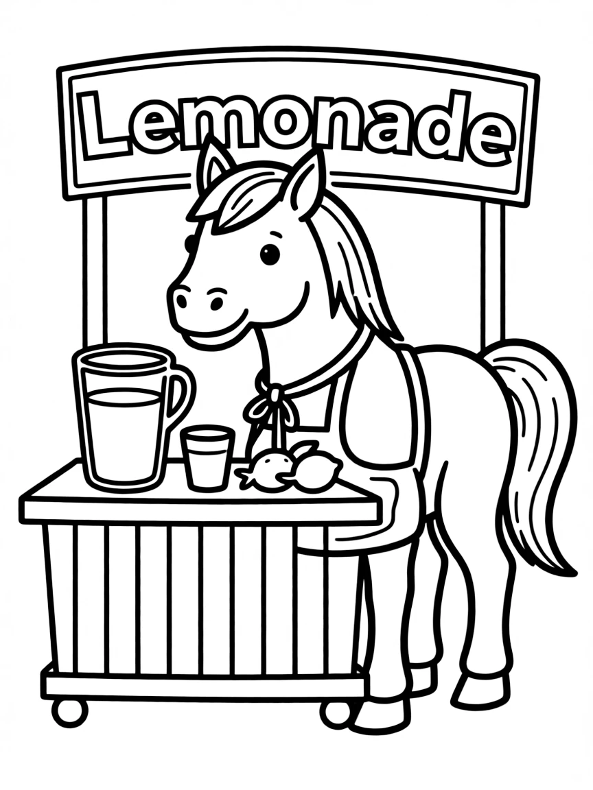 A horse with a lemonade stand