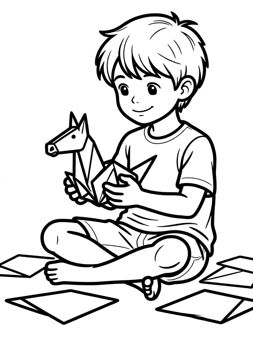 A horse making origami