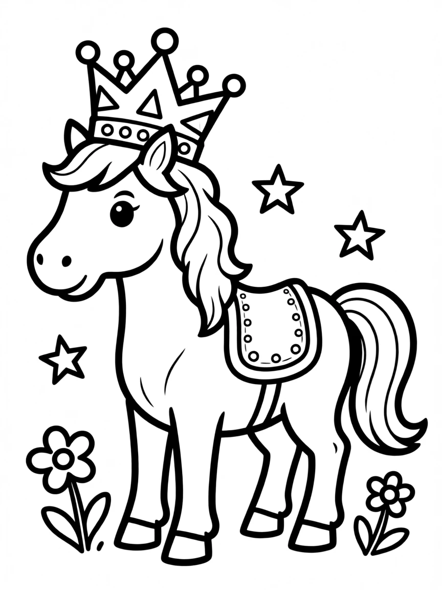 A horse wearing a crown