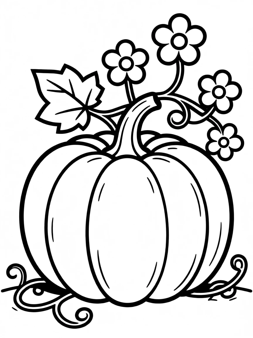 A pumpkin sprouting flowers instead of leaves