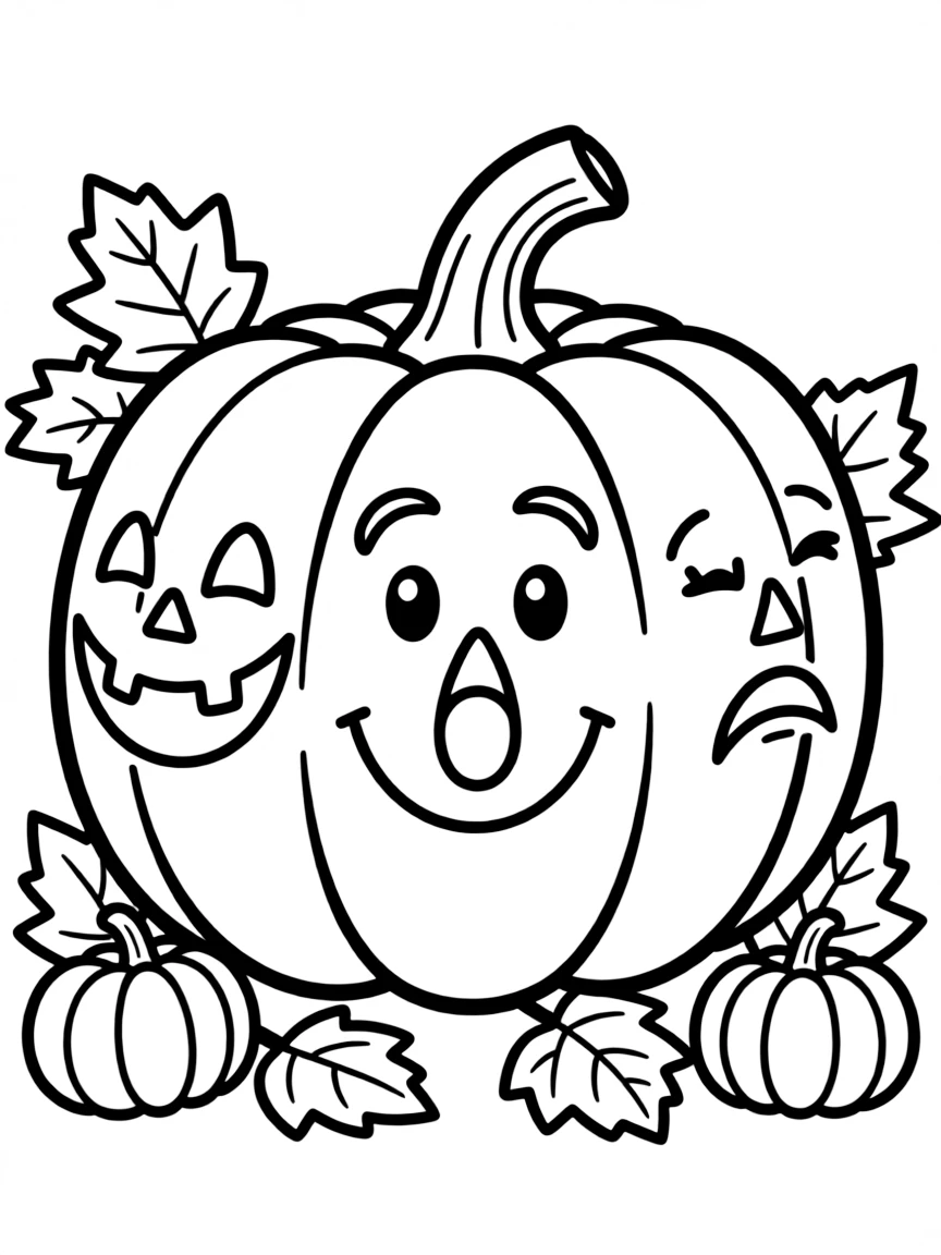 A pumpkin whose face changes depending on viewing angle