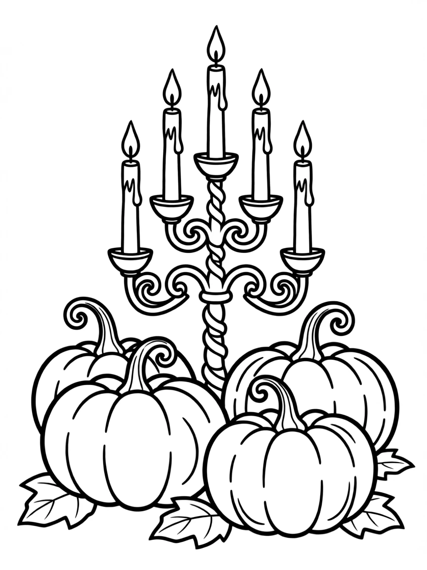 Pumpkins whose stems grow into elaborate candelabras